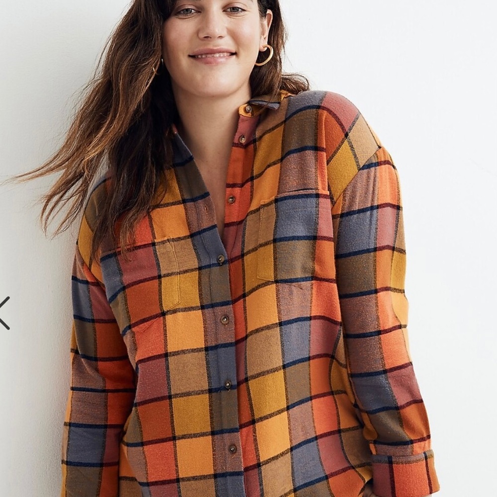 Madewell Women’s Flannel In Emmy Plaid Button Down Shirt Size 3XL